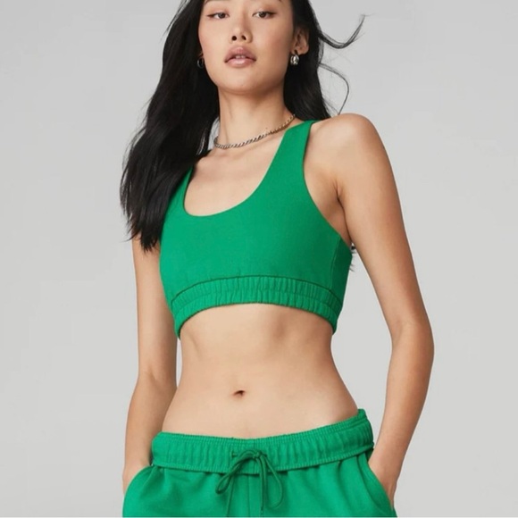 Alo Yoga Women's Scoop Neck Sweatshirt Bra Size XS Green - Picture 1 of 11
